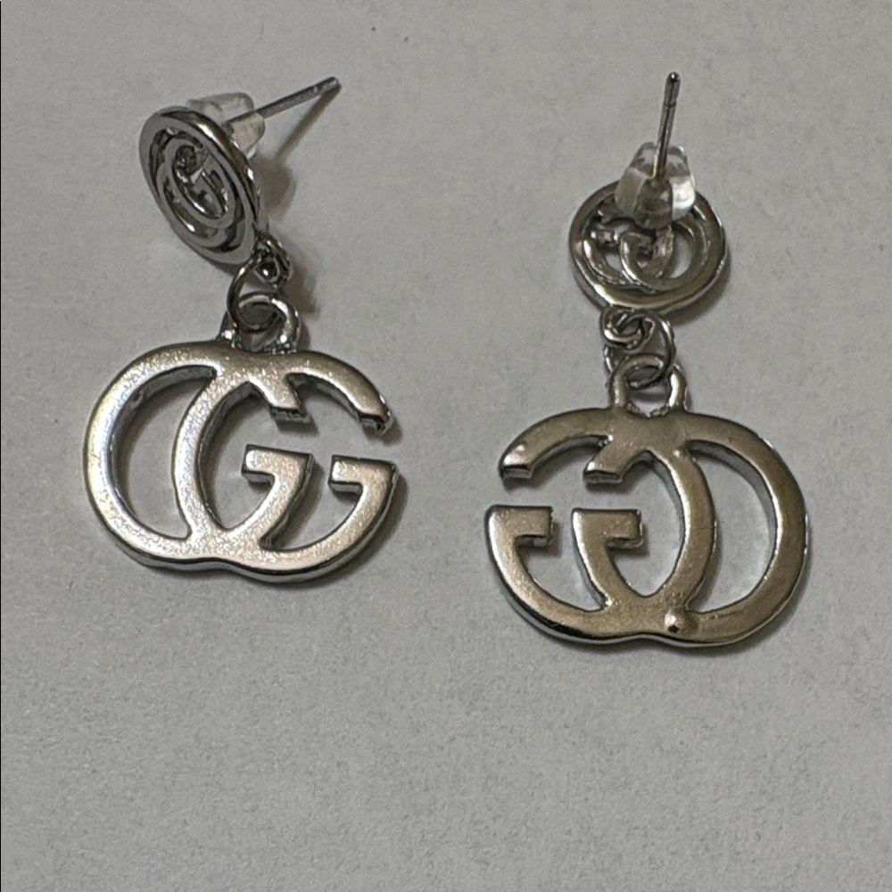 Gucci Silver Double G Dangle Earrings